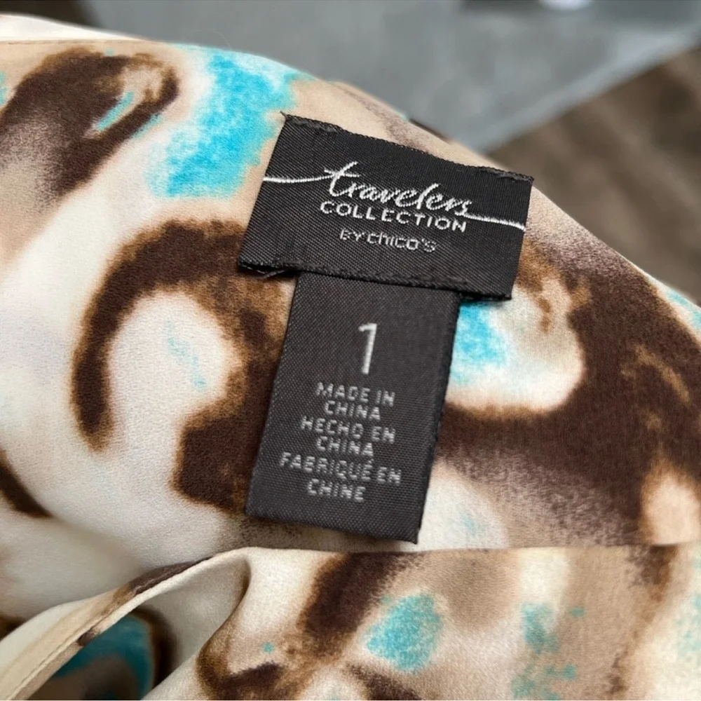 🛑 𝙎𝙊𝙇𝘿 𝙊𝙐𝙏 🛑 𝘾𝙝𝙞𝙘𝙤'𝙨 Travelers Collection Women’s Kimono Style Blouse Size 1 - Picture 8 of 13